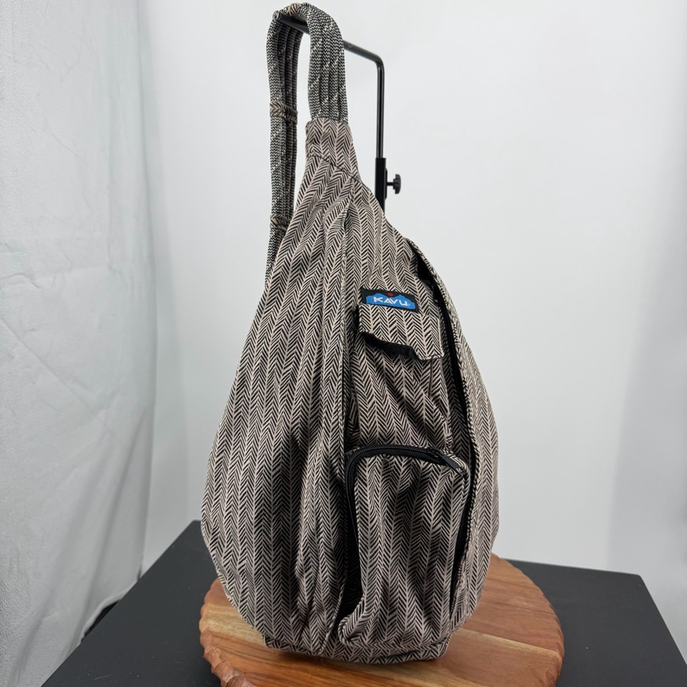 KAVU Original Rope Sack sling crossbody backpack in the Chevron Peak pattern